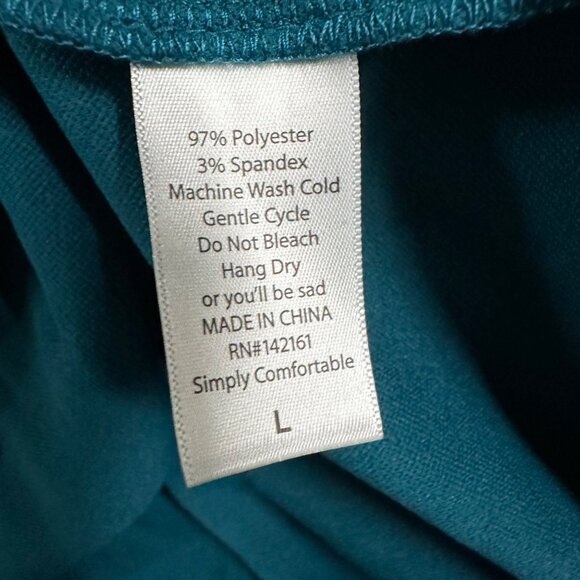 Lularoe Womens L Amelia SS Scoop Neck Back Zip Pleated Teal Geometric Dress - Picture 6 of 11